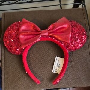 Red Sequin Bow Mouse Ears DISNEY Headband